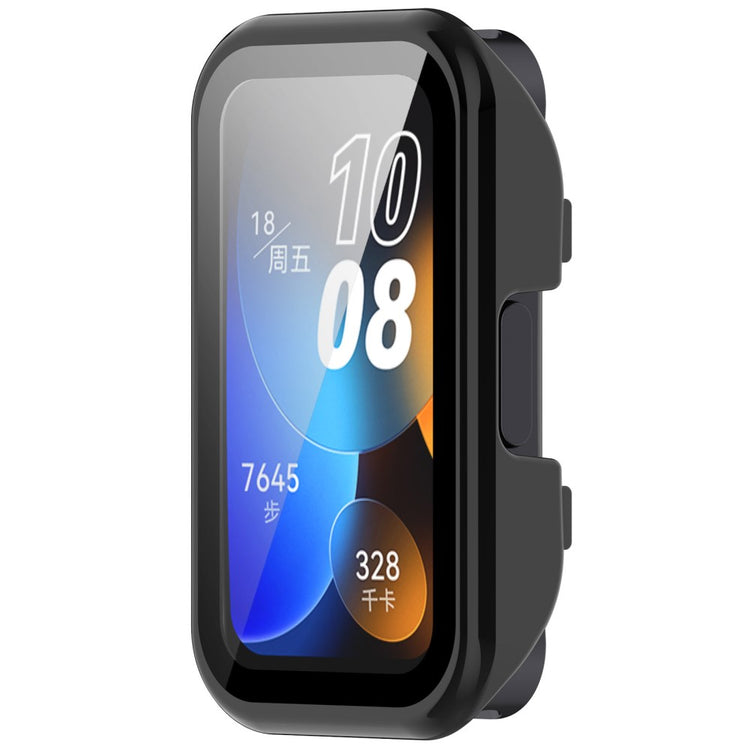 Super Pænt Cover med Skærmbeskytter i Plastik og Hærdet Glas passer til Huawei Band 8 - Sort#serie_2