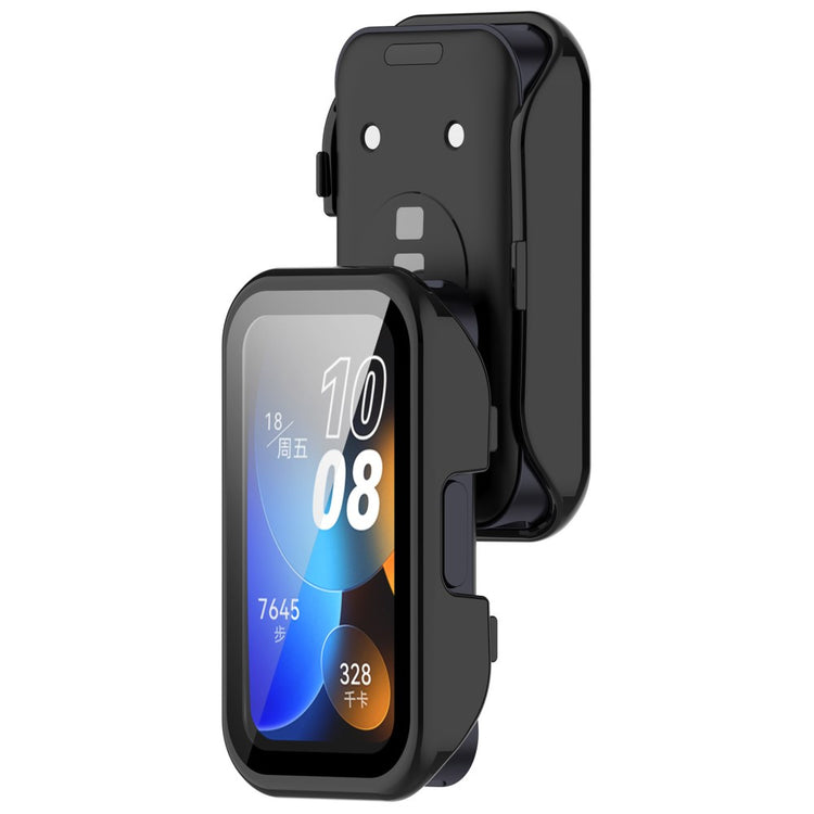 Super Pænt Cover med Skærmbeskytter i Plastik og Hærdet Glas passer til Huawei Band 8 - Sort#serie_2