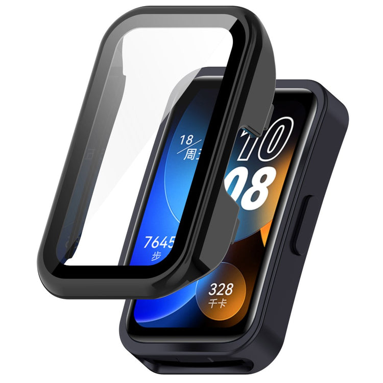 Super Pænt Cover med Skærmbeskytter i Plastik og Hærdet Glas passer til Huawei Band 8 - Sort#serie_2