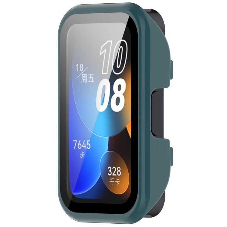 Super Pænt Cover med Skærmbeskytter i Plastik og Hærdet Glas passer til Huawei Band 8 - Grøn#serie_3