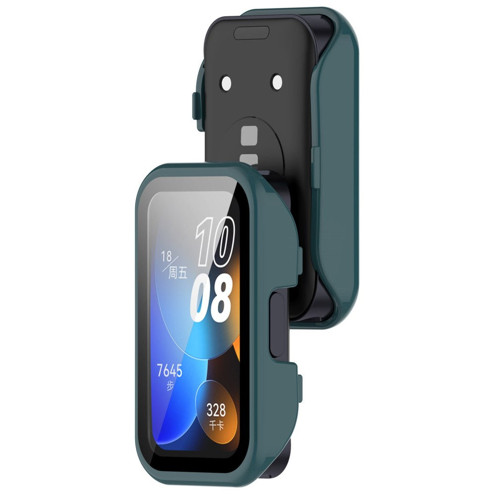 Super Pænt Cover med Skærmbeskytter i Plastik og Hærdet Glas passer til Huawei Band 8 - Grøn#serie_3