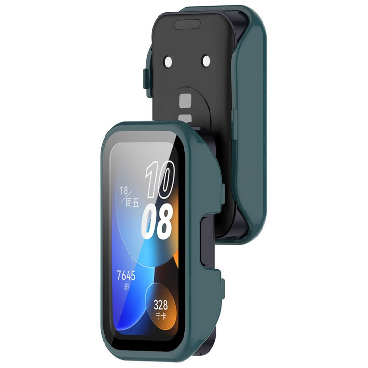 Super Pænt Cover med Skærmbeskytter i Plastik og Hærdet Glas passer til Huawei Band 8 - Grøn#serie_3