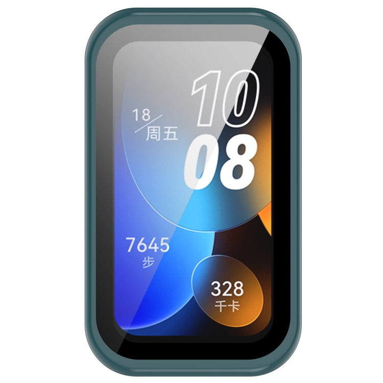 Super Pænt Cover med Skærmbeskytter i Plastik og Hærdet Glas passer til Huawei Band 8 - Grøn#serie_3