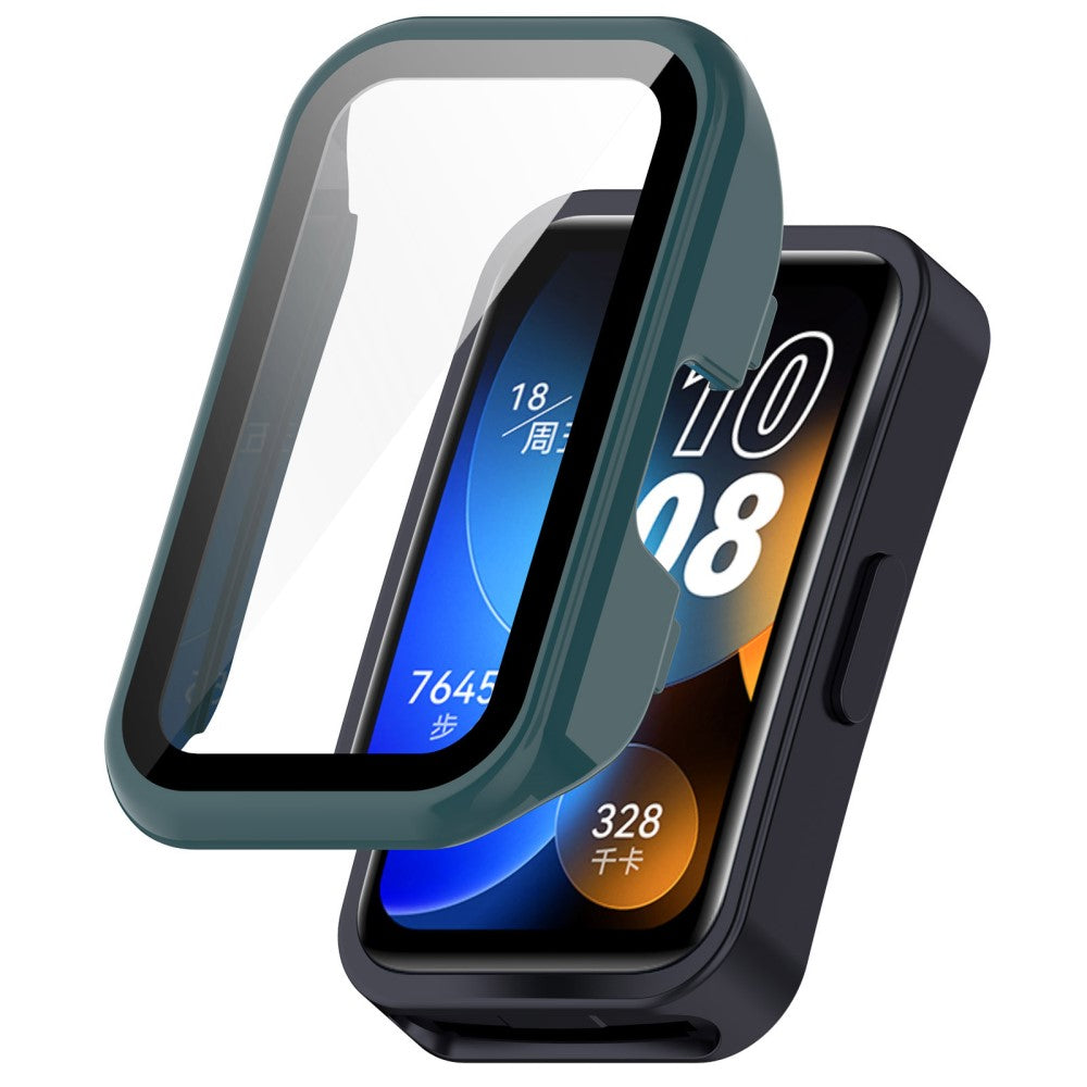 Super Pænt Cover med Skærmbeskytter i Plastik og Hærdet Glas passer til Huawei Band 8 - Grøn#serie_3
