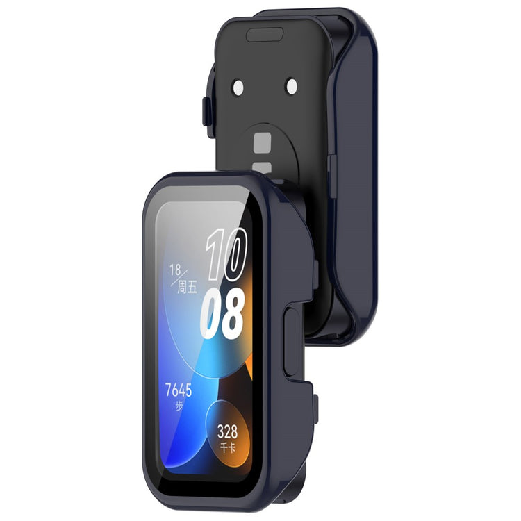 Super Pænt Cover med Skærmbeskytter i Plastik og Hærdet Glas passer til Huawei Band 8 - Blå#serie_4