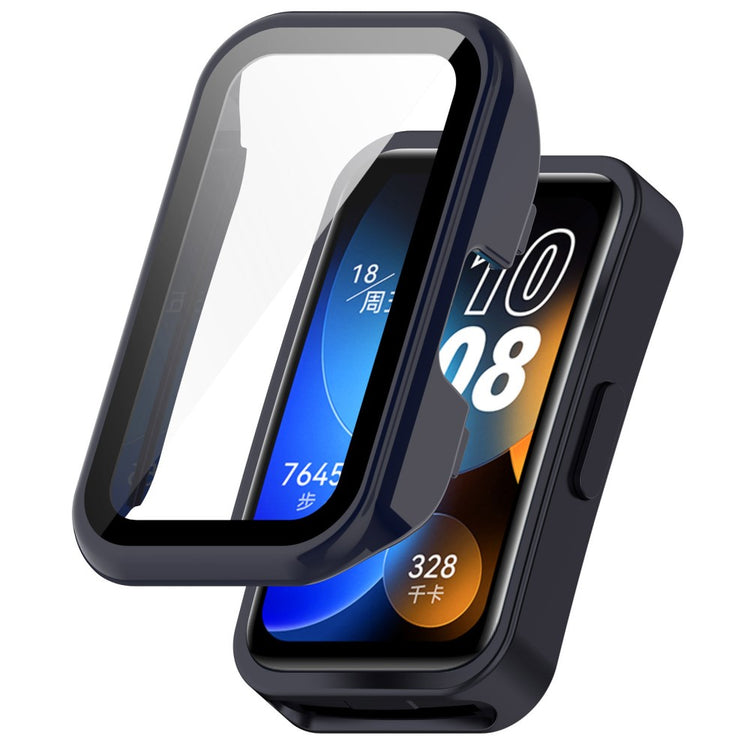 Super Pænt Cover med Skærmbeskytter i Plastik og Hærdet Glas passer til Huawei Band 8 - Blå#serie_4