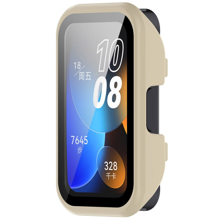 Super Pænt Cover med Skærmbeskytter i Plastik og Hærdet Glas passer til Huawei Band 8 - Hvid#serie_6