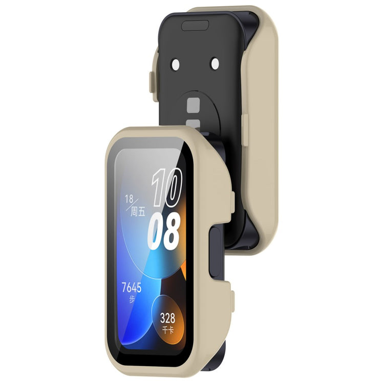 Super Pænt Cover med Skærmbeskytter i Plastik og Hærdet Glas passer til Huawei Band 8 - Hvid#serie_6
