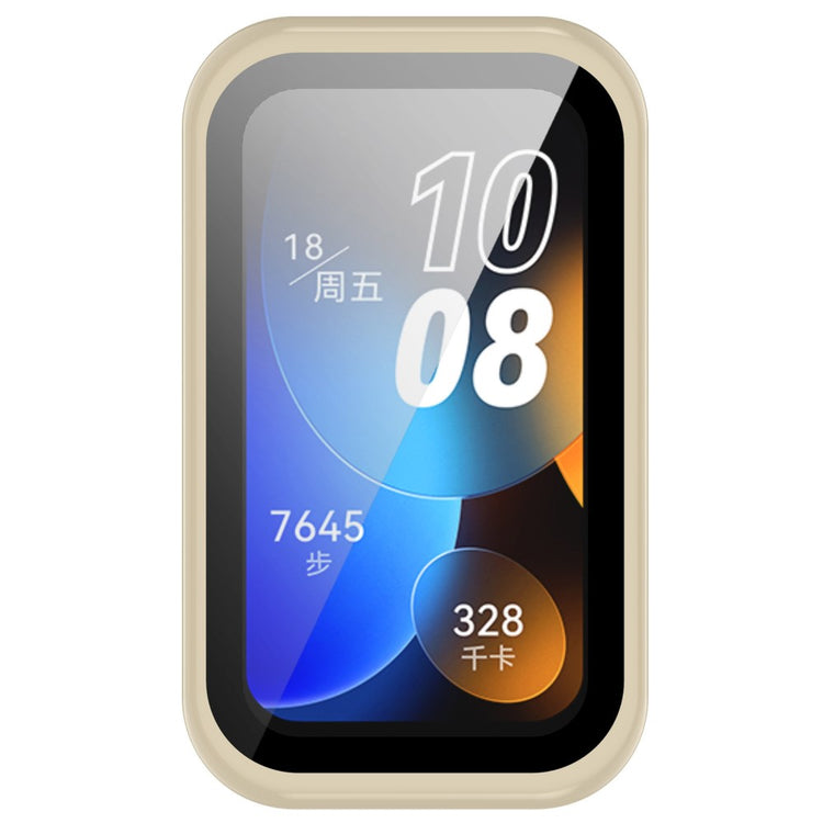 Super Pænt Cover med Skærmbeskytter i Plastik og Hærdet Glas passer til Huawei Band 8 - Hvid#serie_6