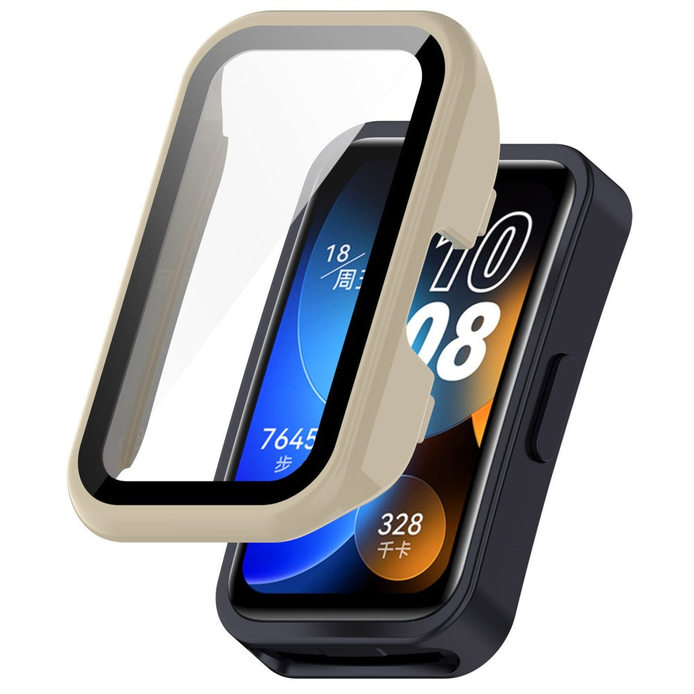 Super Pænt Cover med Skærmbeskytter i Plastik og Hærdet Glas passer til Huawei Band 8 - Hvid#serie_6