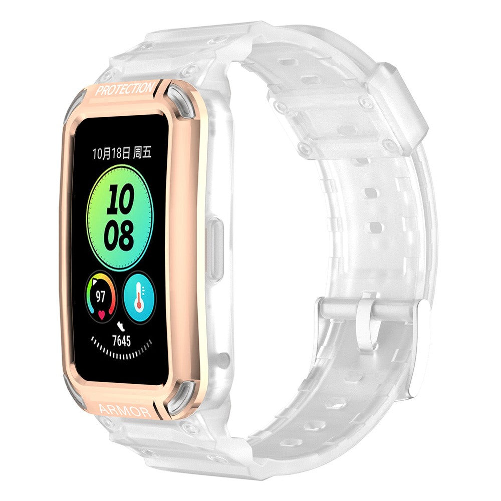 Huawei Band 8 / 7 / 6 strap with protective cover - Rose Gold+Transparent#serie_5
