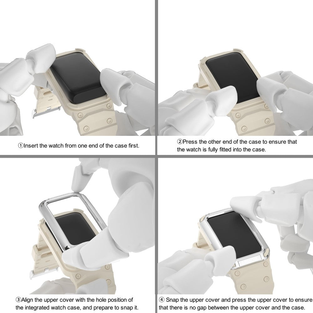 Huawei Band 8 / 7 / 6 strap with protective cover - Silver+Beige#serie_9