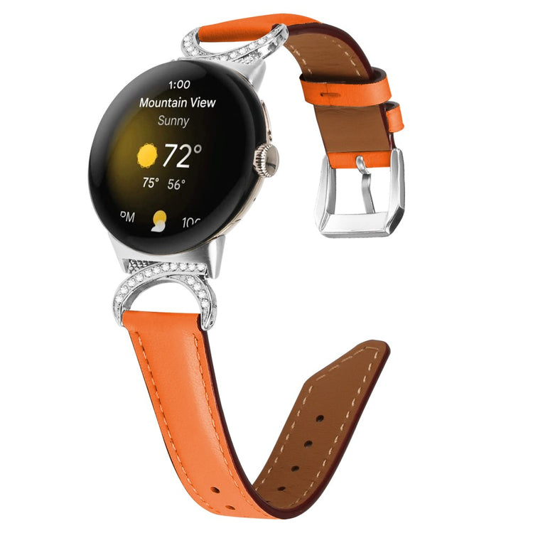 Meget Fed Kunstlæder Rem passer til Google Pixel Watch - Orange#serie_1