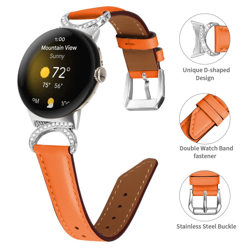 Meget Fed Kunstlæder Rem passer til Google Pixel Watch - Orange#serie_1