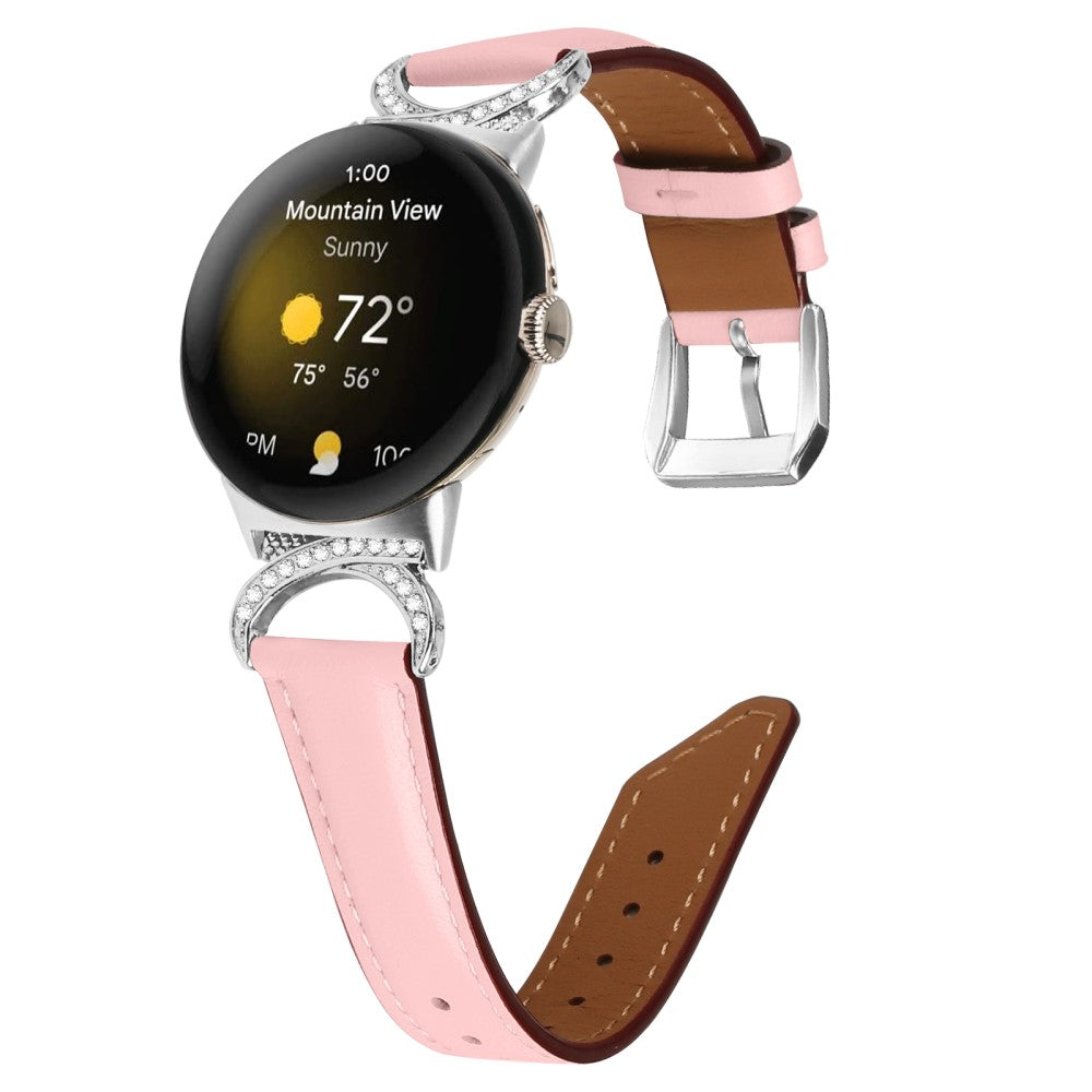 Meget Fed Kunstlæder Rem passer til Google Pixel Watch - Pink#serie_2