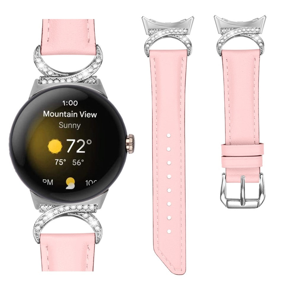 Meget Fed Kunstlæder Rem passer til Google Pixel Watch - Pink#serie_2