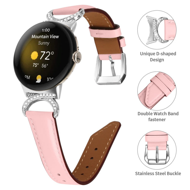 Meget Fed Kunstlæder Rem passer til Google Pixel Watch - Pink#serie_2