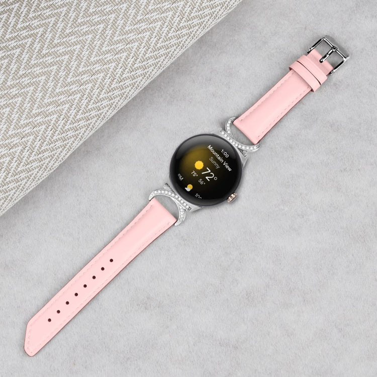 Meget Fed Kunstlæder Rem passer til Google Pixel Watch - Pink#serie_2