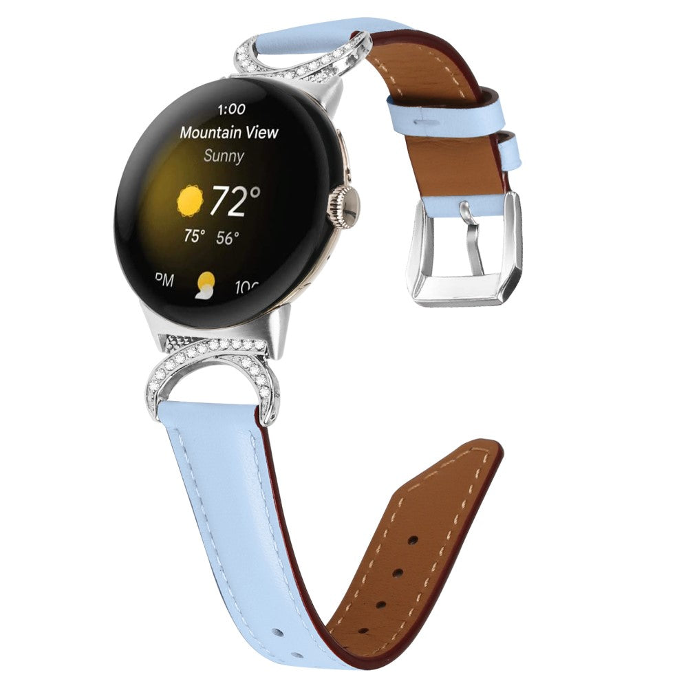 Meget Fed Kunstlæder Rem passer til Google Pixel Watch - Blå#serie_4