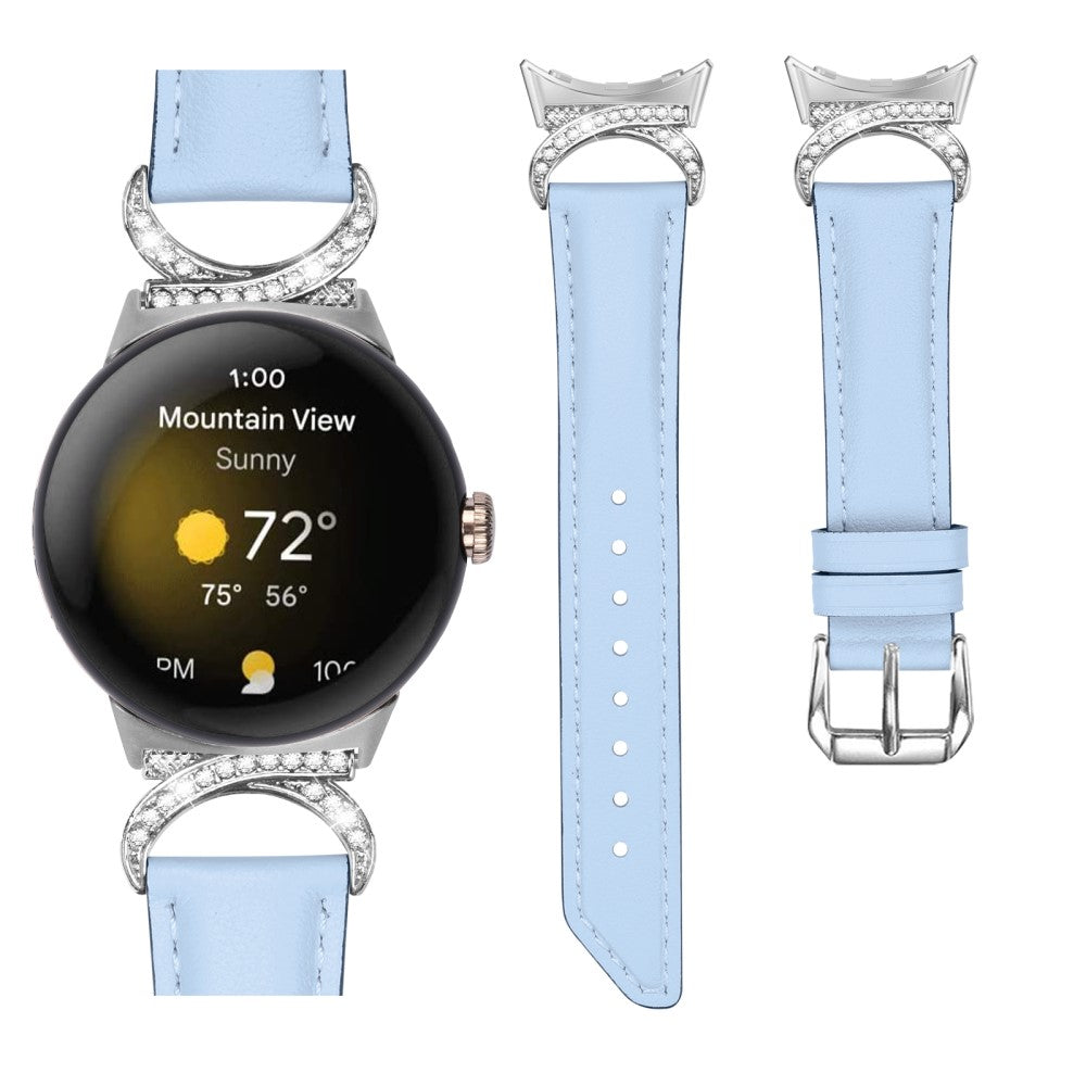 Meget Fed Kunstlæder Rem passer til Google Pixel Watch - Blå#serie_4