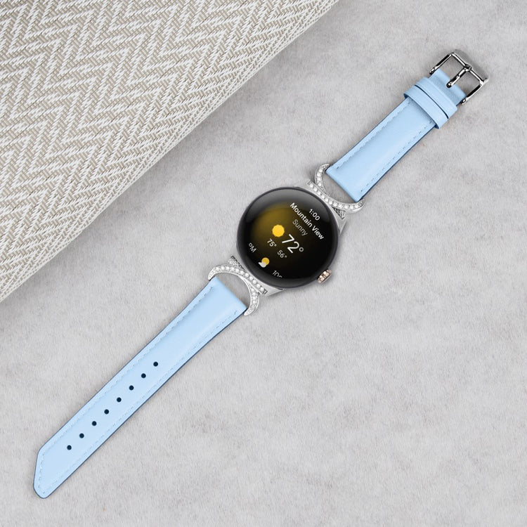 Meget Fed Kunstlæder Rem passer til Google Pixel Watch - Blå#serie_4
