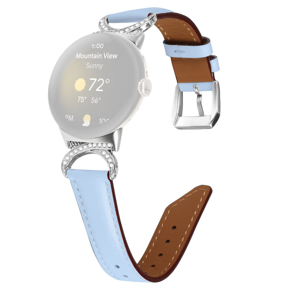 Meget Fed Kunstlæder Rem passer til Google Pixel Watch - Blå#serie_4