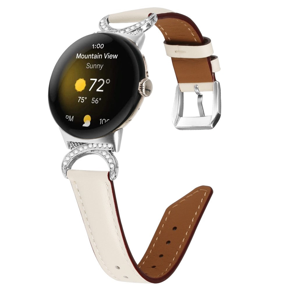 Meget Fed Kunstlæder Rem passer til Google Pixel Watch - Hvid#serie_5