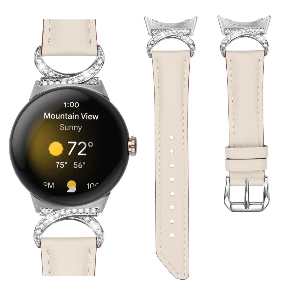 Meget Fed Kunstlæder Rem passer til Google Pixel Watch - Hvid#serie_5