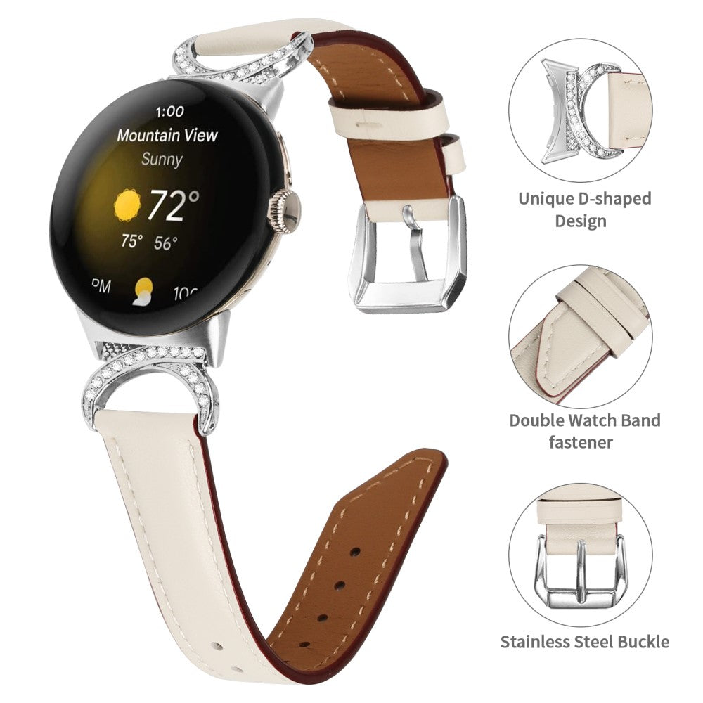 Meget Fed Kunstlæder Rem passer til Google Pixel Watch - Hvid#serie_5