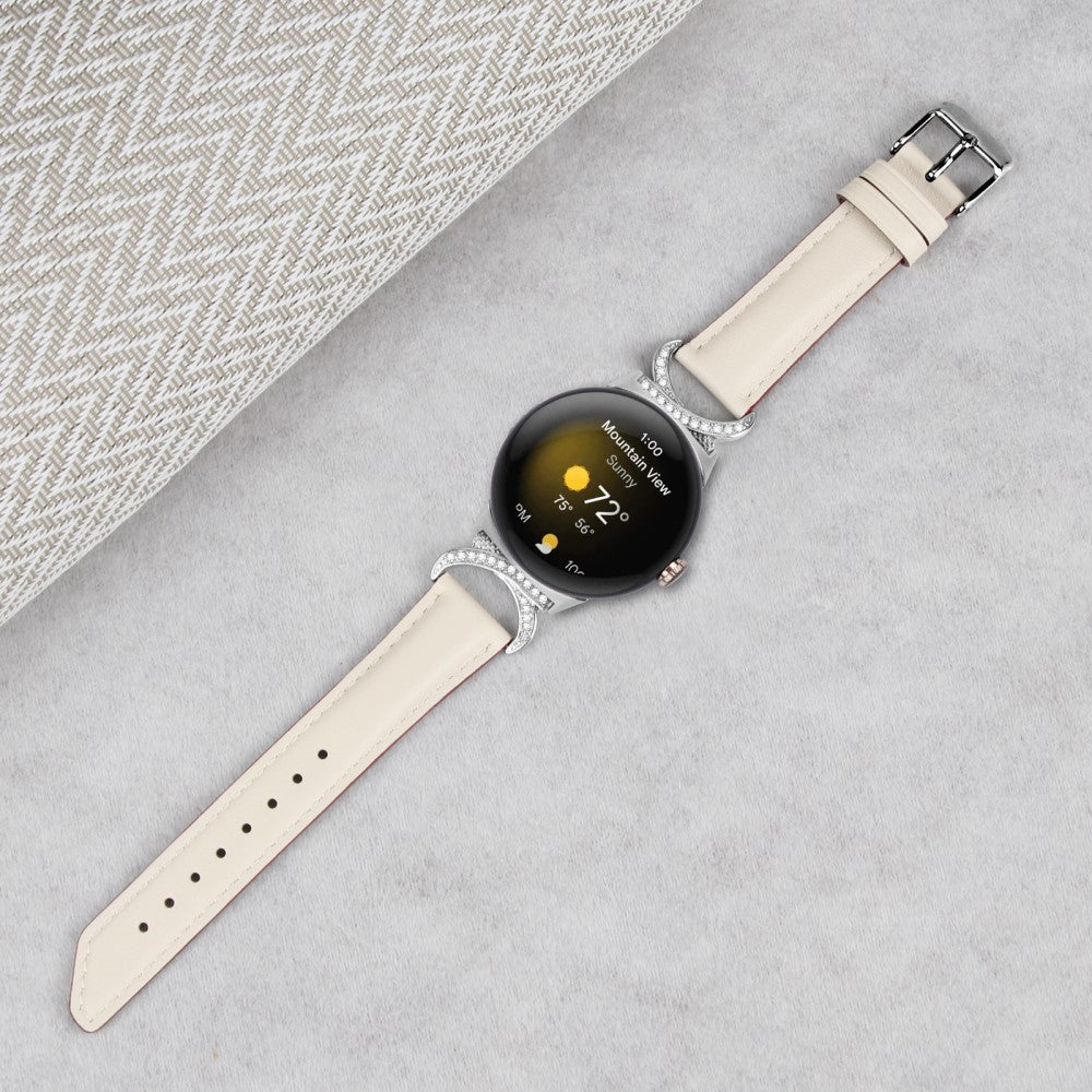 Meget Fed Kunstlæder Rem passer til Google Pixel Watch - Hvid#serie_5