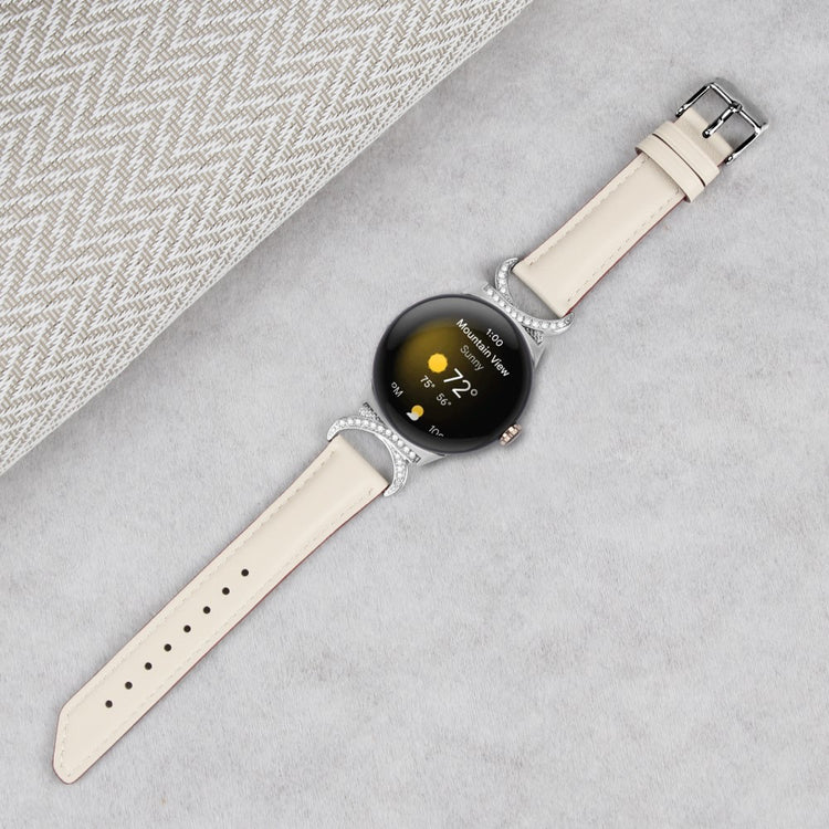 Meget Fed Kunstlæder Rem passer til Google Pixel Watch - Hvid#serie_5