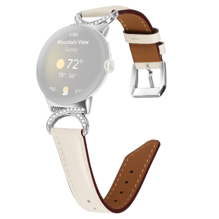 Meget Fed Kunstlæder Rem passer til Google Pixel Watch - Hvid#serie_5