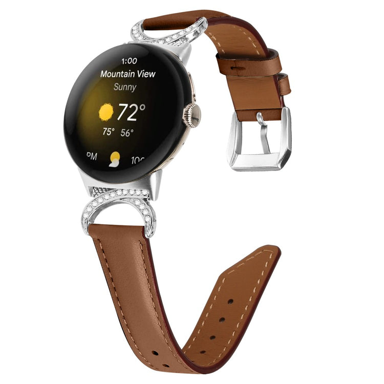 Meget Fed Kunstlæder Rem passer til Google Pixel Watch - Brun#serie_6