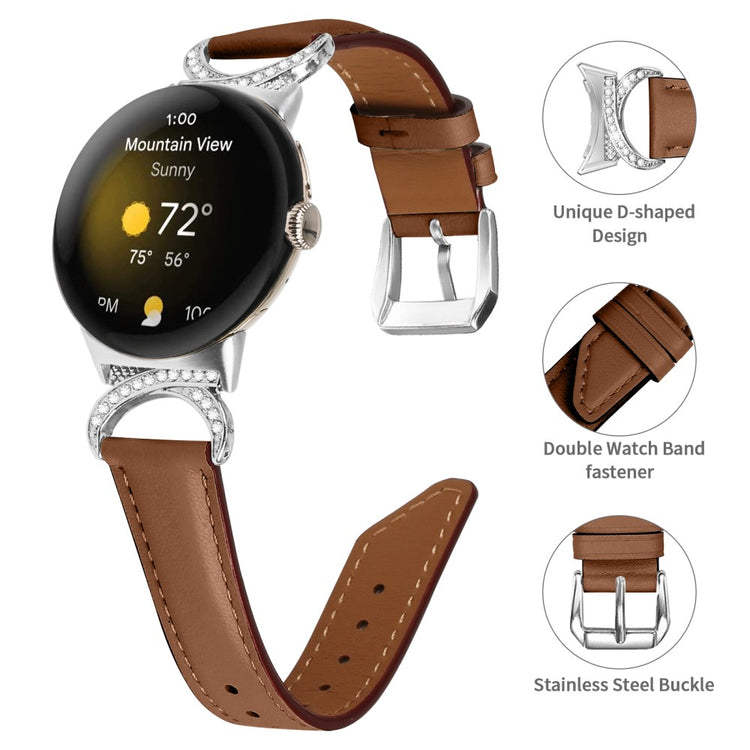Meget Fed Kunstlæder Rem passer til Google Pixel Watch - Brun#serie_6