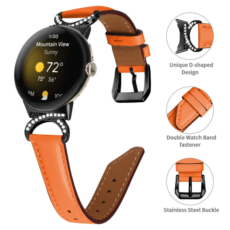 Vildt Fint Kunstlæder Rem passer til Google Pixel Watch - Orange#serie_1