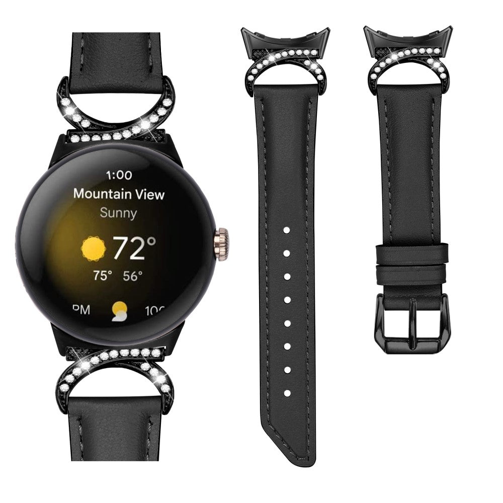 Vildt Fint Kunstlæder Rem passer til Google Pixel Watch - Sort#serie_3