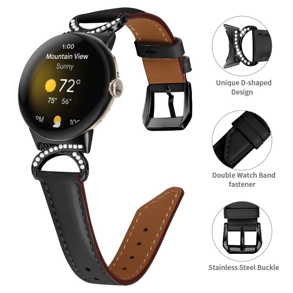 Vildt Fint Kunstlæder Rem passer til Google Pixel Watch - Sort#serie_3