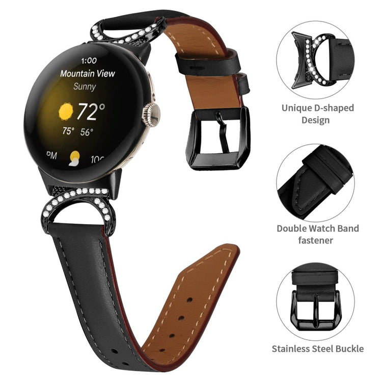 Vildt Fint Kunstlæder Rem passer til Google Pixel Watch - Sort#serie_3