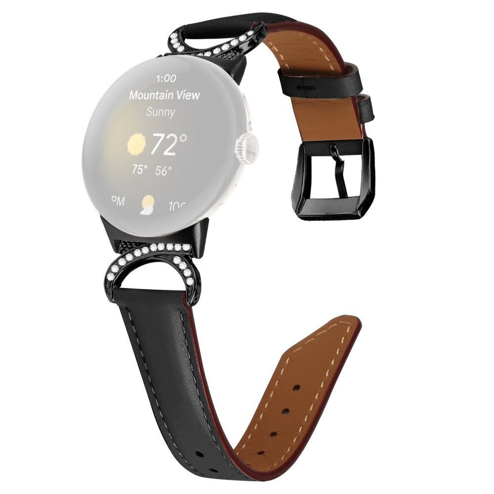 Vildt Fint Kunstlæder Rem passer til Google Pixel Watch - Sort#serie_3