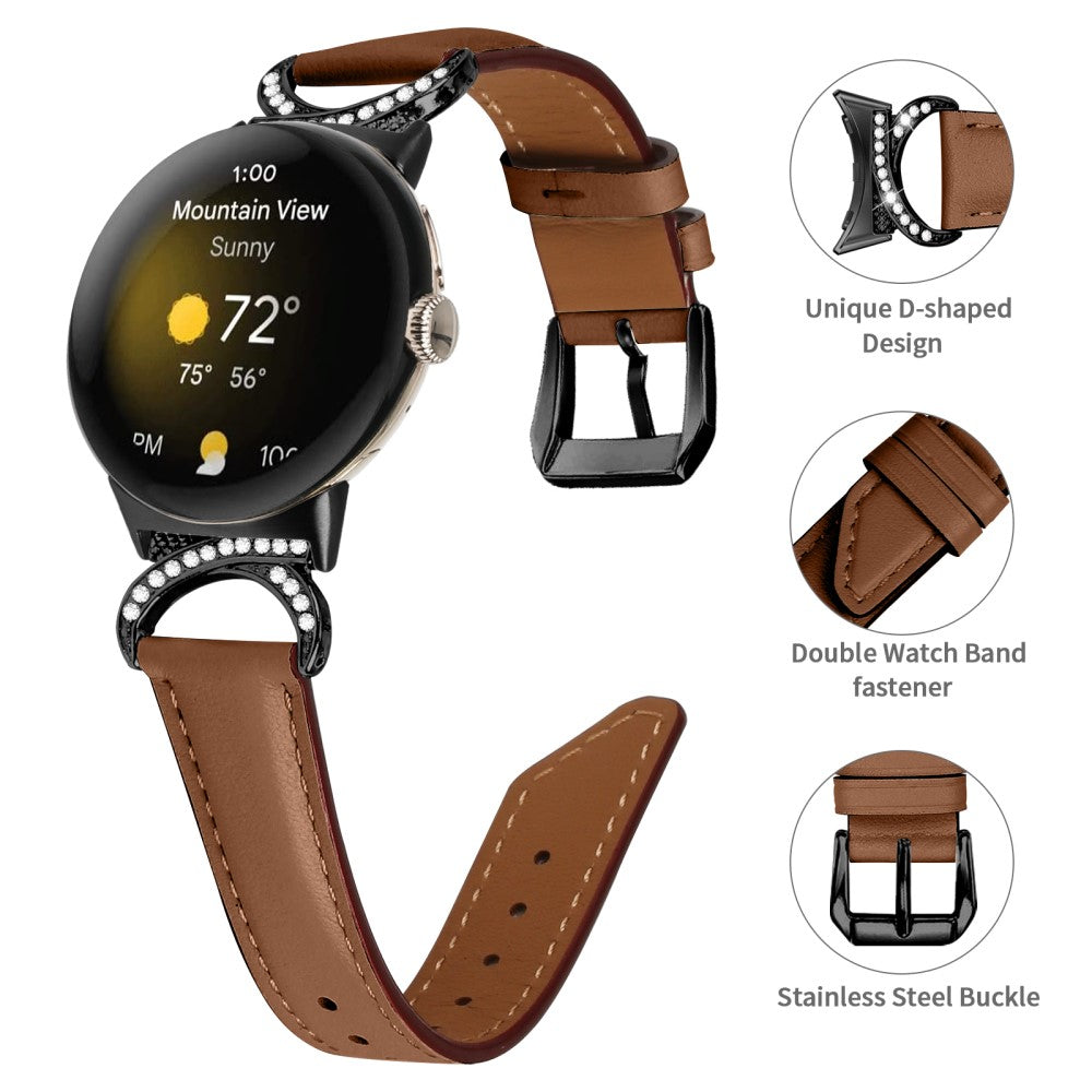 Vildt Fint Kunstlæder Rem passer til Google Pixel Watch - Brun#serie_6