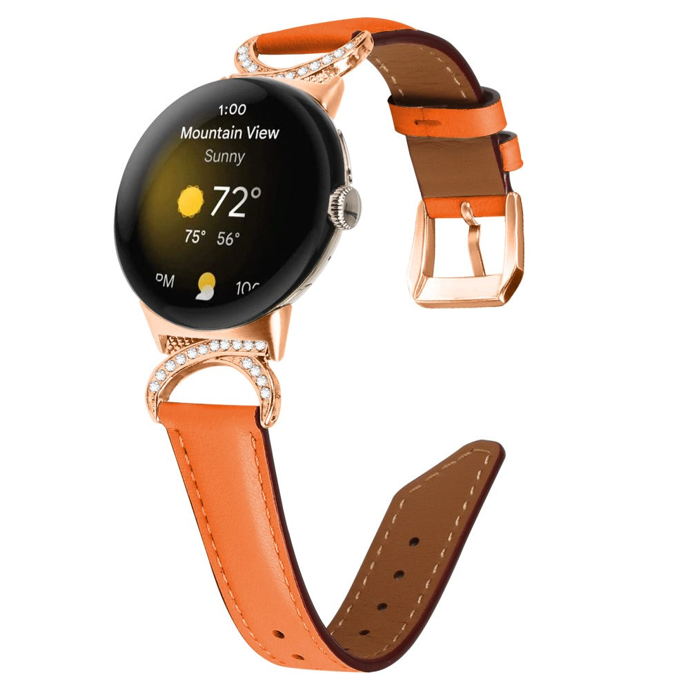 Meget Cool Kunstlæder Rem passer til Google Pixel Watch - Orange#serie_1