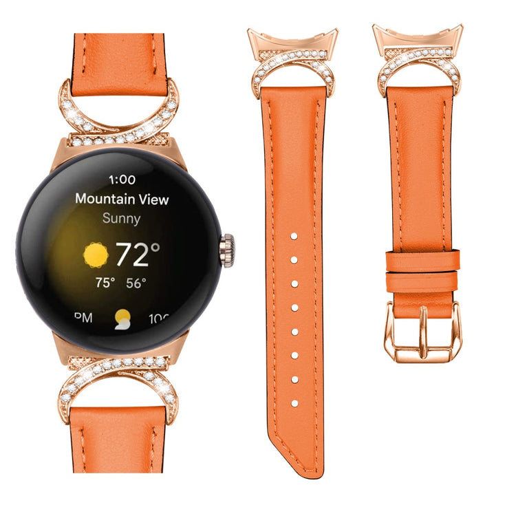 Meget Cool Kunstlæder Rem passer til Google Pixel Watch - Orange#serie_1