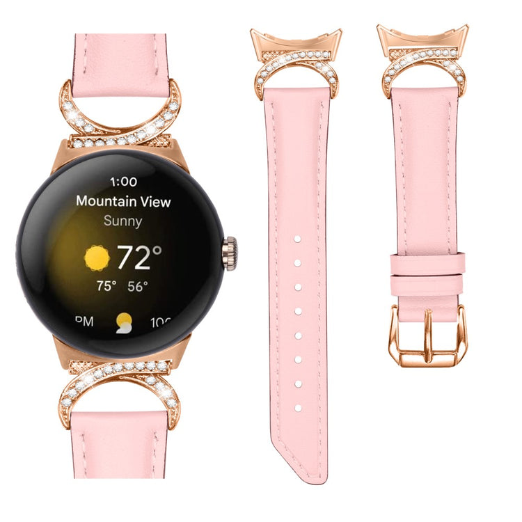 Meget Cool Kunstlæder Rem passer til Google Pixel Watch - Pink#serie_2
