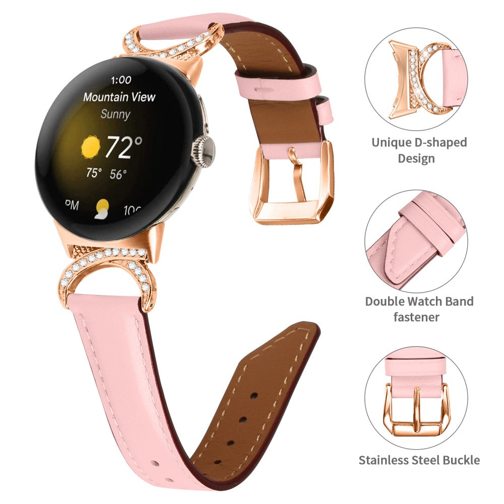 Meget Cool Kunstlæder Rem passer til Google Pixel Watch - Pink#serie_2