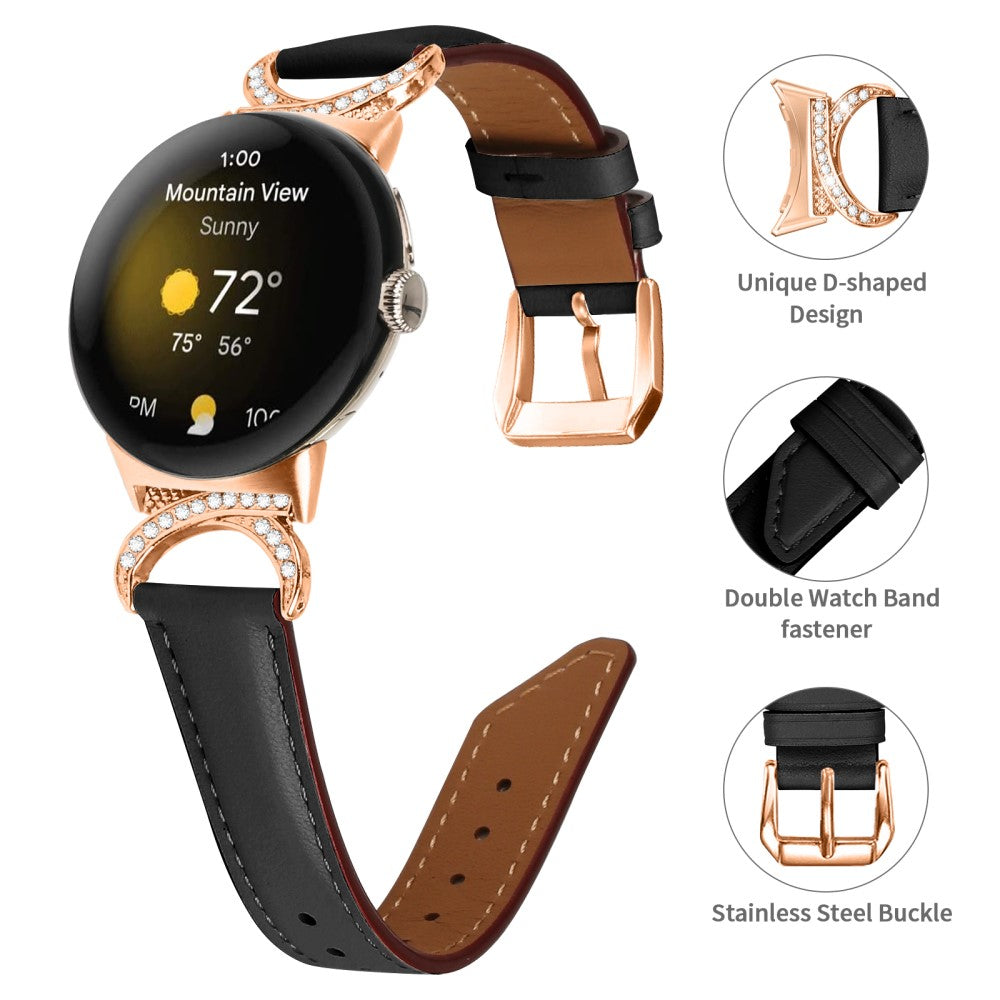 Meget Cool Kunstlæder Rem passer til Google Pixel Watch - Sort#serie_3