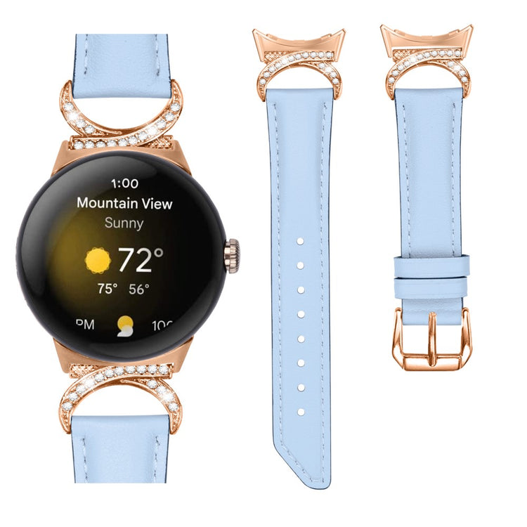 Meget Cool Kunstlæder Rem passer til Google Pixel Watch - Blå#serie_4