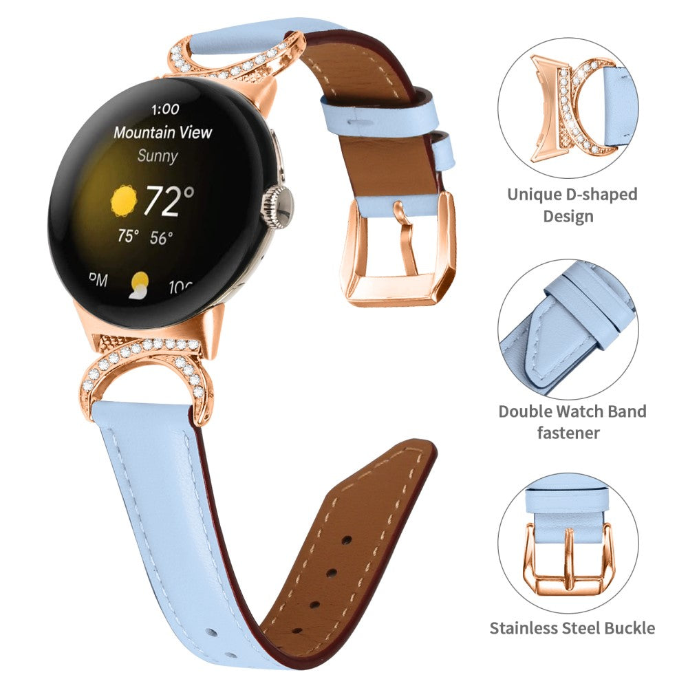 Meget Cool Kunstlæder Rem passer til Google Pixel Watch - Blå#serie_4