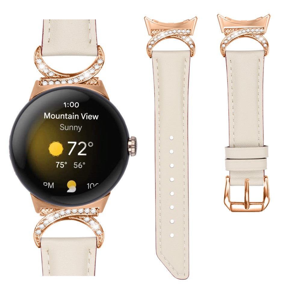 Meget Cool Kunstlæder Rem passer til Google Pixel Watch - Hvid#serie_5
