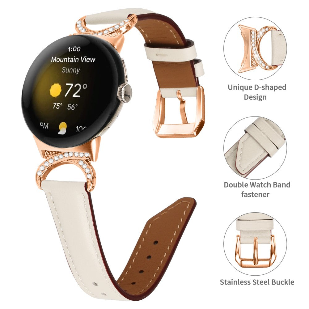 Meget Cool Kunstlæder Rem passer til Google Pixel Watch - Hvid#serie_5