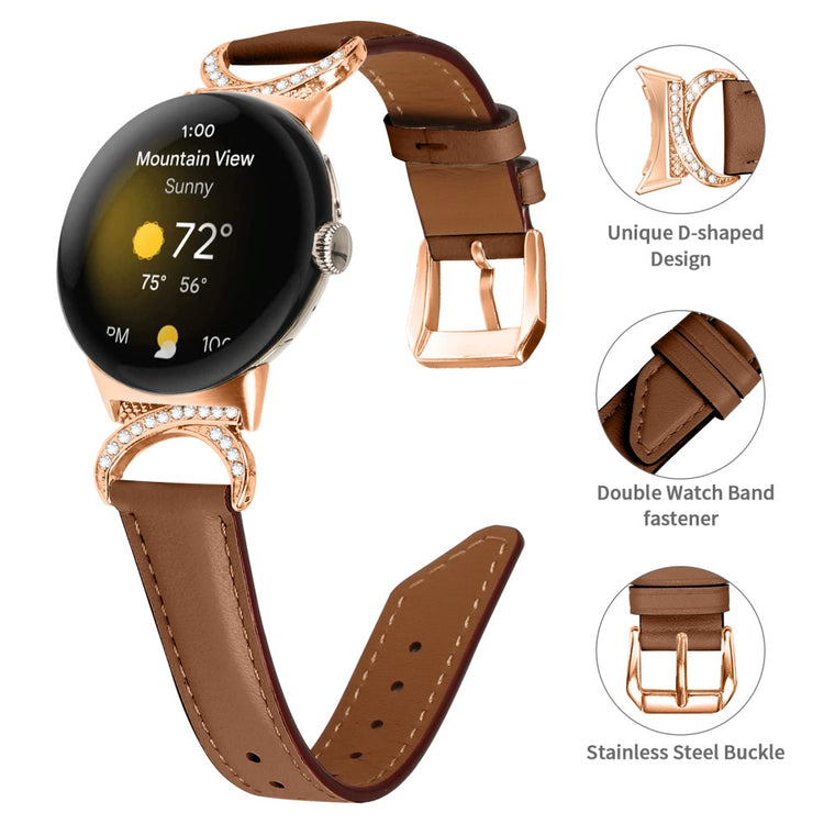 Meget Cool Kunstlæder Rem passer til Google Pixel Watch - Brun#serie_6